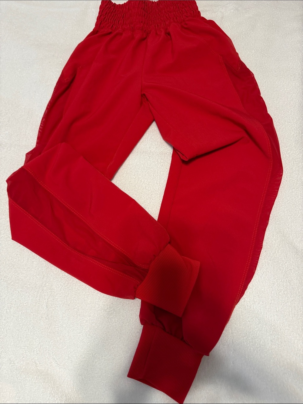 Kids Red Jogger Sweatpants with Elastic Waist and Ribbed Ankles